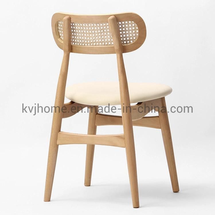 Kvj-6556 Factory Price Solid Wood Rattan Beech Dining Chair