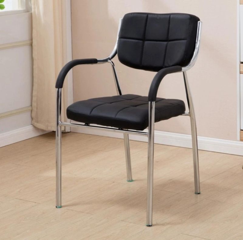 Factory Office Furniture with Metal Legs Leather Dining Chair