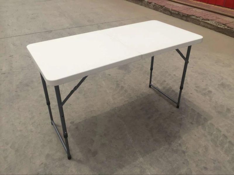 China Cheap Wholesale 4FT 122cm Rectangular Plastic Small Banquet Half-Folding Table Factory Price for Garden ,Meeting ,Event,Party,Wedding,School,Hotel,Dining