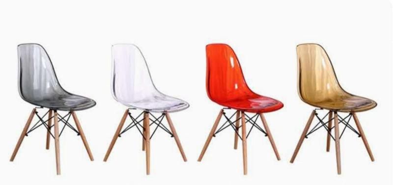 Classcial Clear Transprent Wood Leg PP Dining Chair Furniture