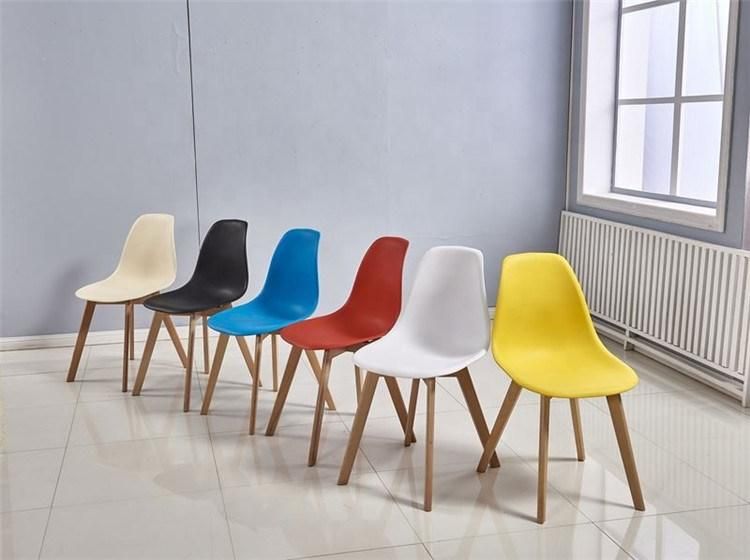 Design Dining Room Furniture Plastic Chairs with Beech Wood Legs Cheap Plastic Dining Chair Sale