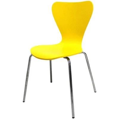 Modern Colored PP Garden Chair Coffee Shop Plastic Leisure Chair Chair Metal Legs Dining Chair