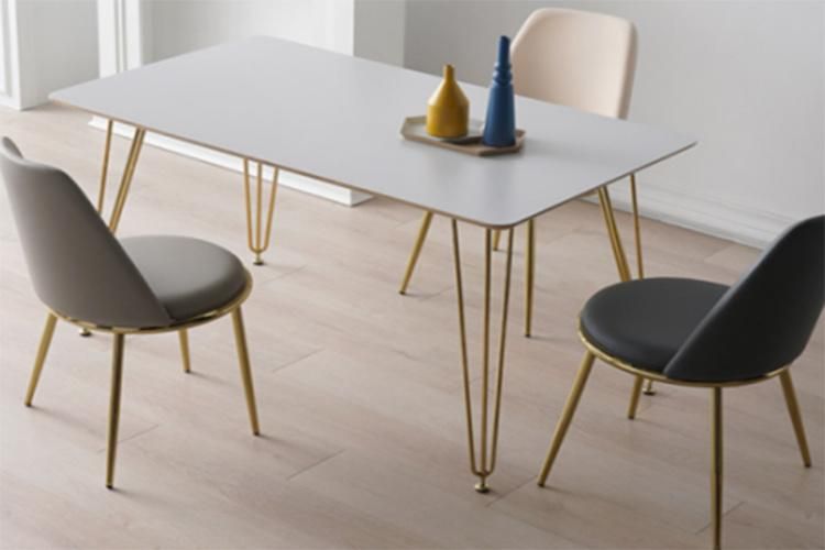 Modern Restaurant Dining Table and Chair Set French Fashion Multi-Person Dining Table and Chair Simple Nordic Soft Bag Chair MDF Table Gold-Plated High-Grade