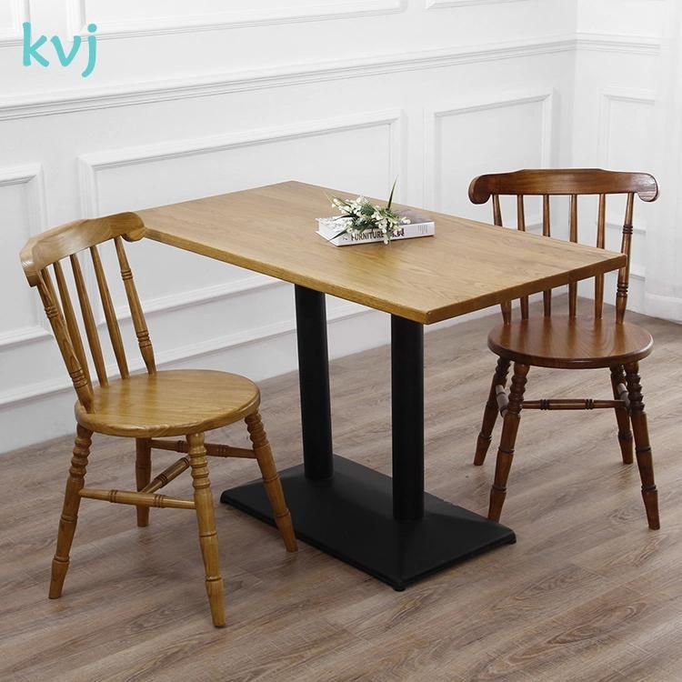 Kvj-7248-1 Modern America Oak Steel Base Cafe Restaurant Dining Table