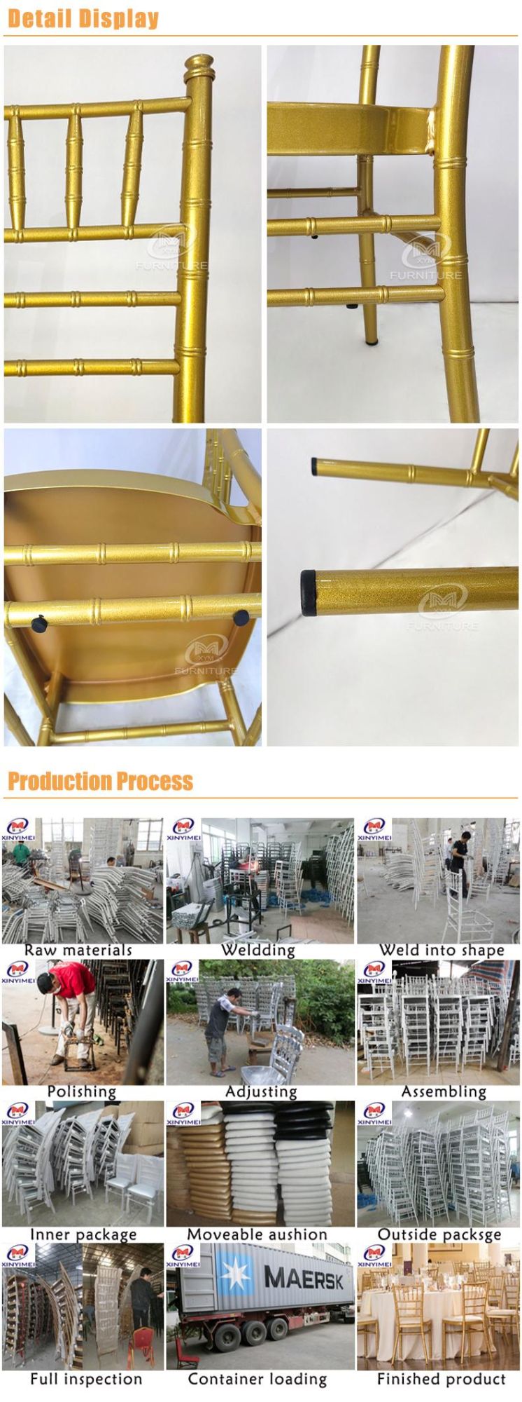 Wholesale Gold Aluminum Phoenix Pattern Circle Back Chiavari Chairs