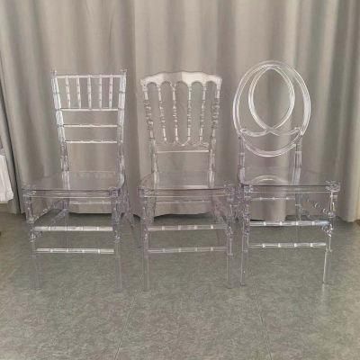 Wholesale High Quality Clear Flower Bud Back Polycarbonate Wedding and Event Resin Clear Stackable Phoenix Chiavari Chair