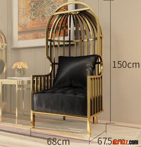 Original Luxury Design Brass Gold Copper Hotel High Back Modern Stainless Steel Birdcage Chair Sofa Bora Bora Chair