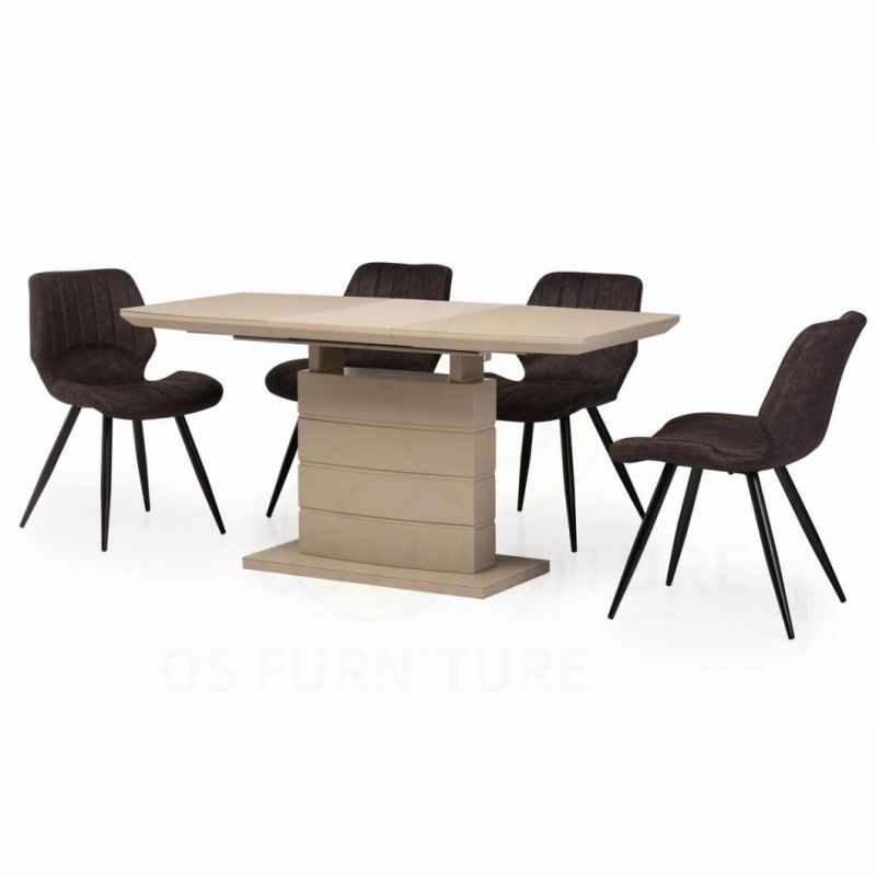 Modern Dining Tables and Chairs Set for Dining Room Tempered Glass Extending Square Dining Table Set 6 Chairs