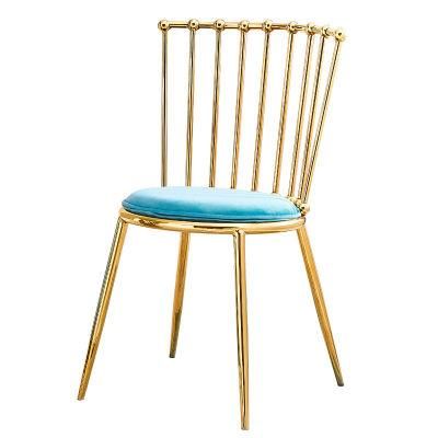 Variety of Colors Home Furniture Fashion Design Chairs High Back Customized Flannel Fabric Stainless Steel Dining Chair