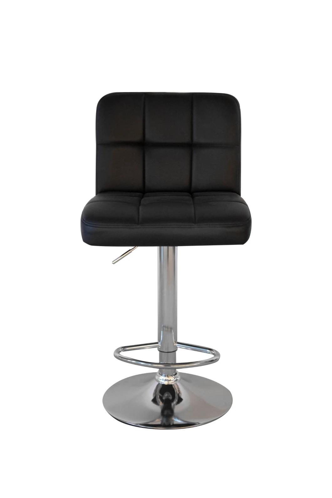 Manufacturer Sale Leather High Bar Chair Stool Black PU Bar Stool with Metal Base