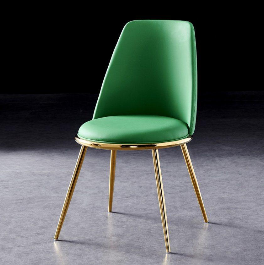 Europea Style Round Seat Dining Chair with Gold Plated Legs