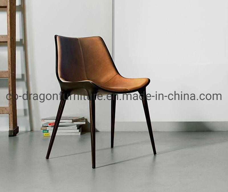 High Quality Home Furniture Glass Steel Dining Chair with Leather