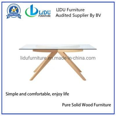 Dining Room Furniture 2019 New European Modern Glass Table Wooden Legs Dining Table