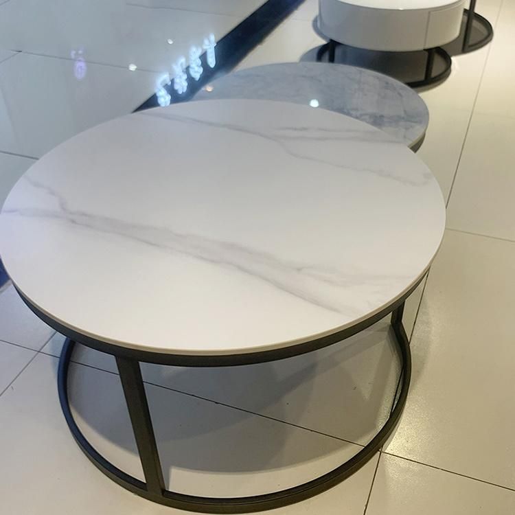 Round Upscale Marble Hotel Modern Coffee Table