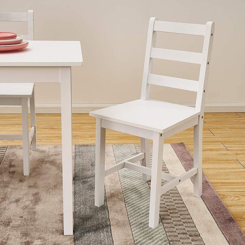 Wood furniture set with one dining table and four dining chairs