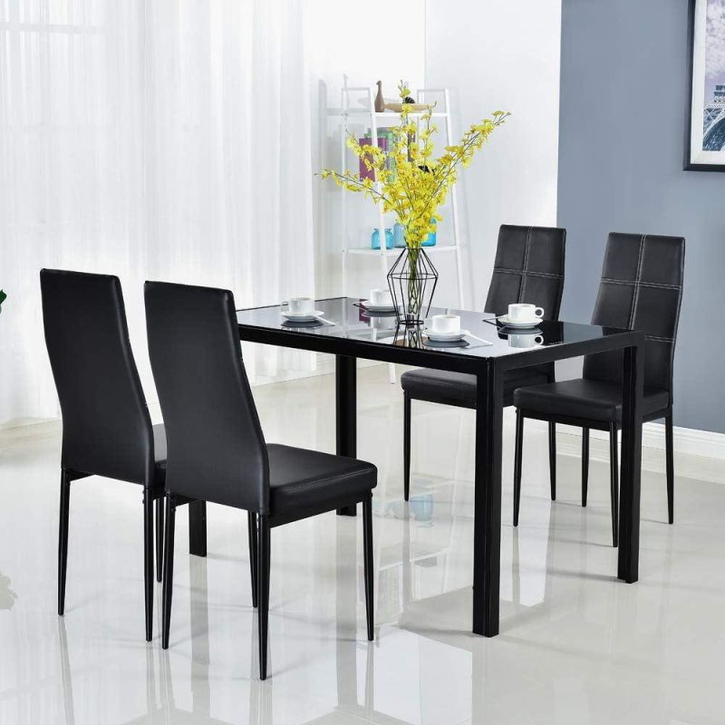 Modern Luxury OEM Black High Gloss Rectangle Iron Frame Home Restaurant Furniture Dining Table