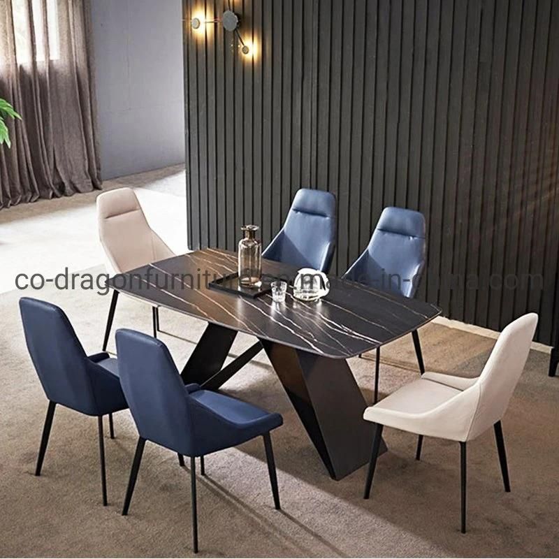 Home Furniture High Back Metal Legs Dining Chair with Leather