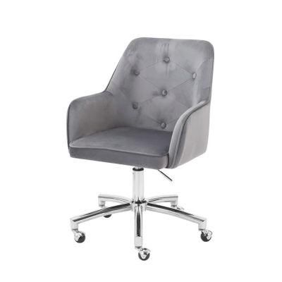 Office Furniture Modern Comfortable Cushion Velvet Surface Metal Legs Colored Office Chair