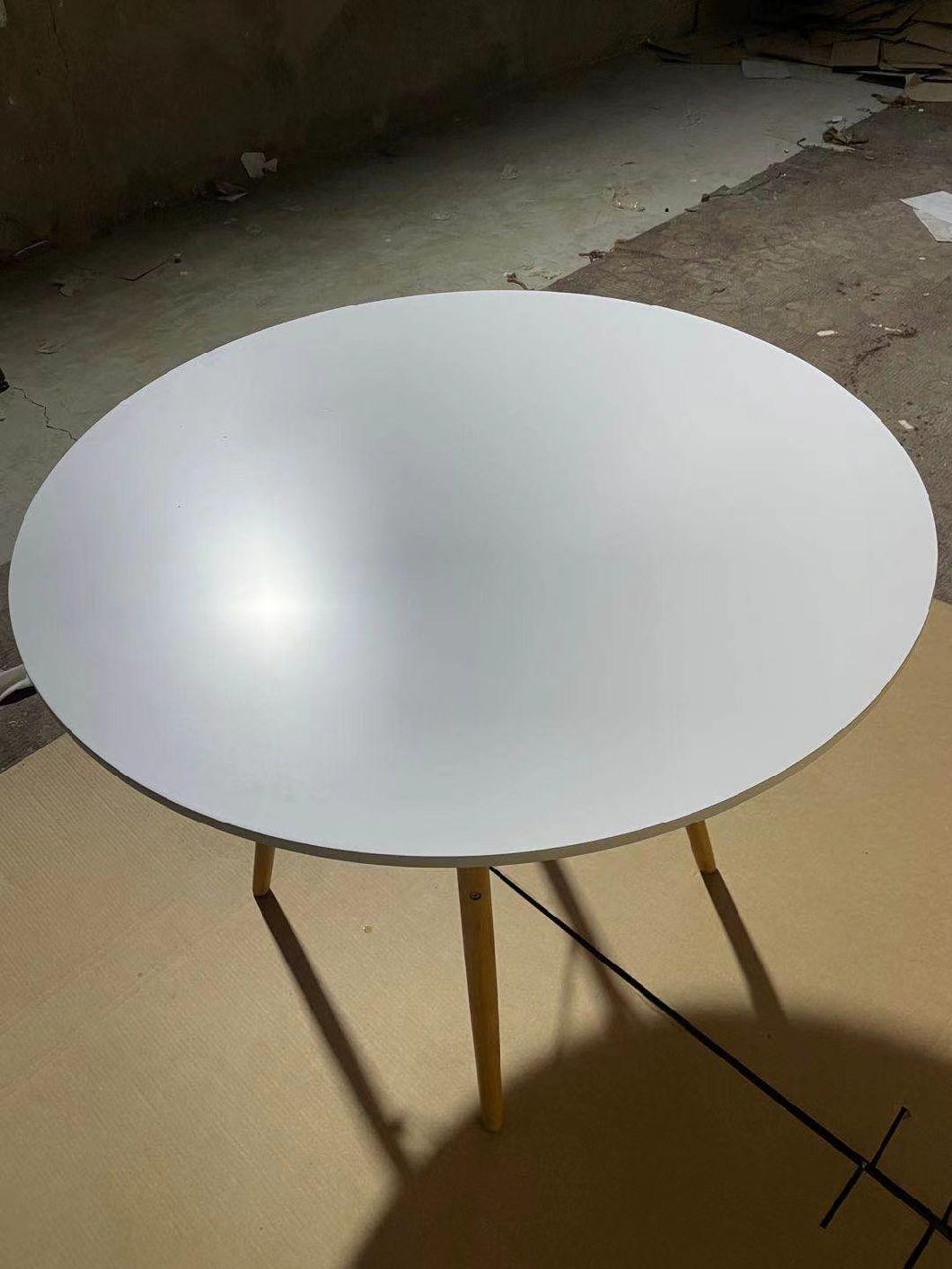 Wholesale Cheap China Factory Home Furniture High Quality Comfortable Round Table Wooden Leg MDF Dining Room Table