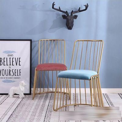 Modern Hot Sale Gold Painting Tubular Metal Dining Chair with Velvet Seat