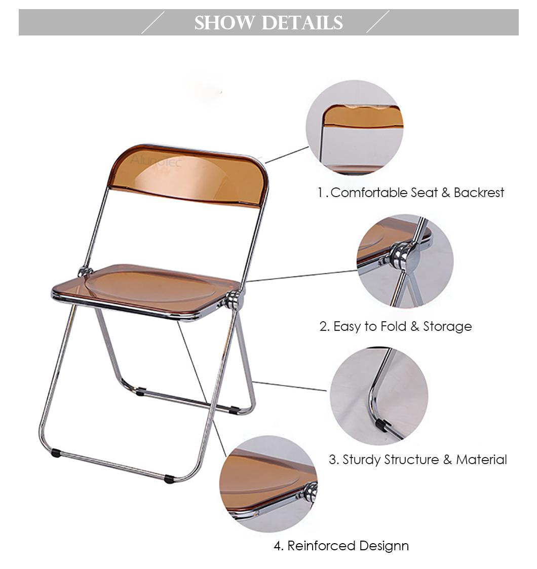 Italian Design Steel Frame Folding Chair with Plastic Seating