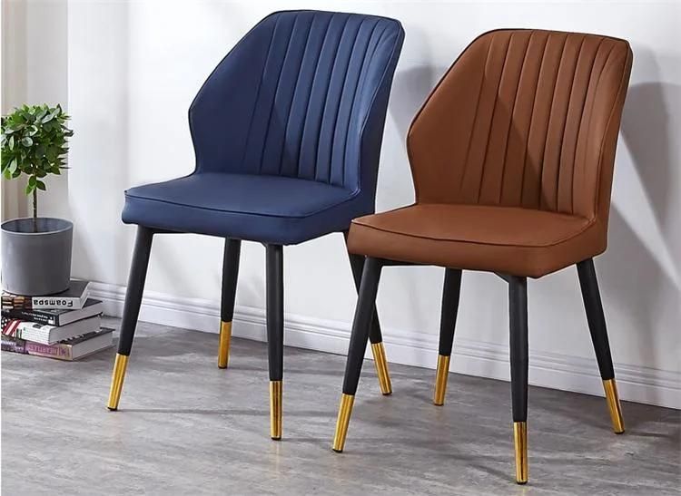 Modern New Design Home Furniture Kitchen Dining Metal Frame Upholstered Leather Fabric Dining Chairs