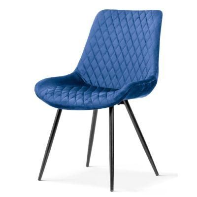 Chaise De Salle &agrave; Manger Chaise Modernefrench Modern Style Simple Home Furniture Backrest Metal Legs Luxury Blue Velvet Dining Chair