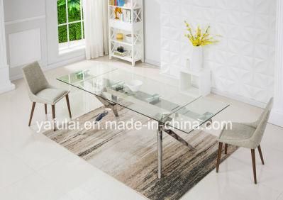 High Quality Stainless Steel Dining Table Glass Top Dining Furniture