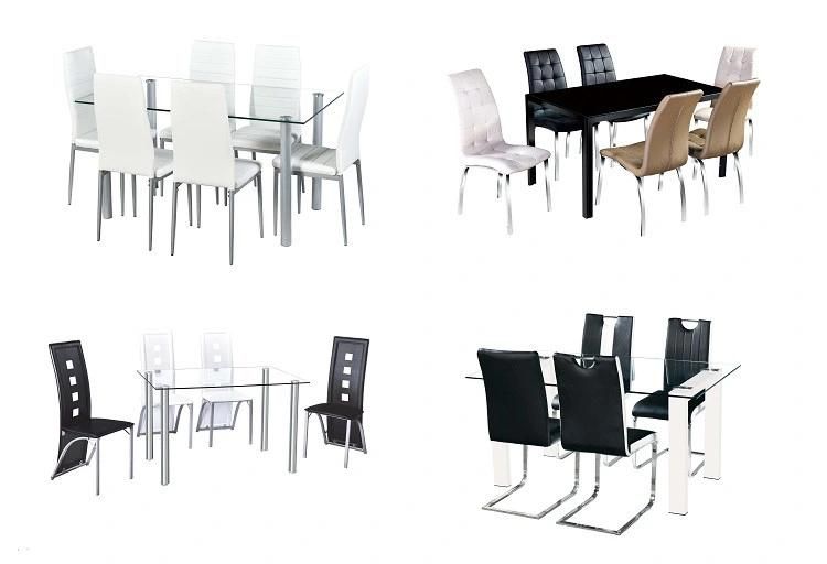 Modern Design Elegant Glass and Chrome Dining Table Chairs Set Made in China Factory