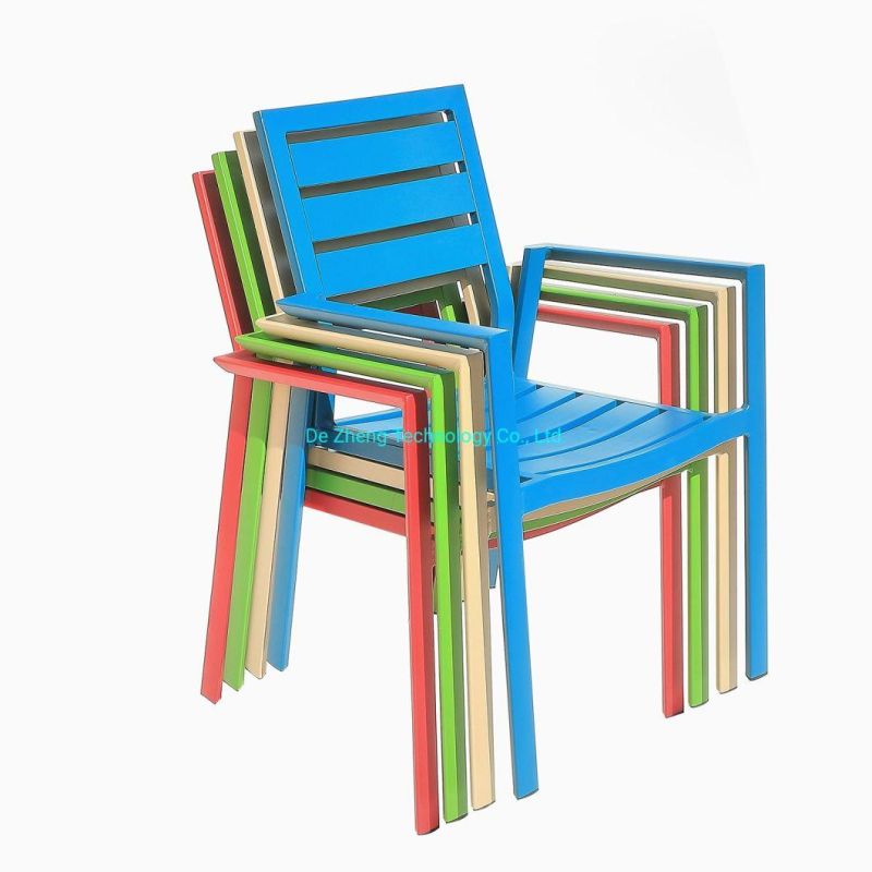 Luxury Modern Colorful Aluminum Outdoor Chairs Garden Aluminum Slats Outdoor Furniture Set