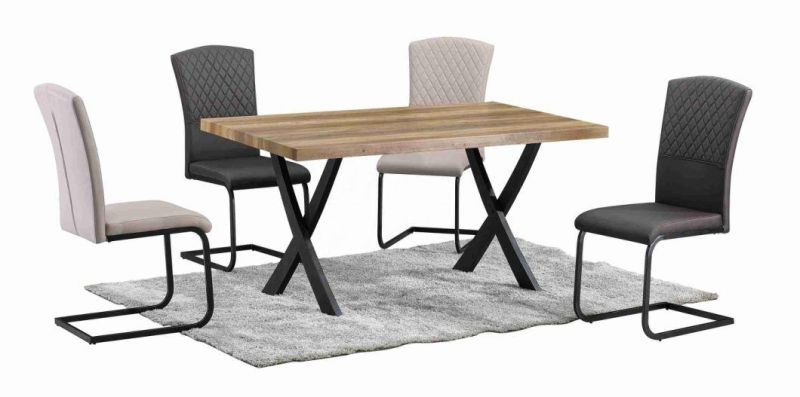 New Design Modern Best Selling Low Price Special Metal Steel Frame Wooden Dining Table