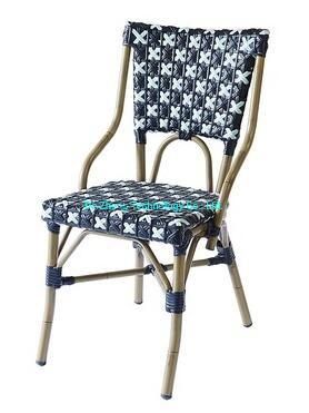 High Quality Rattan Outdoor Restaurant Flower Woven PE Rattan Paris Bistro Dining Chair