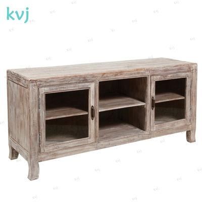 Kvj-7321 Antique Rustic Solid Reclaimed Wood TV Cabinet