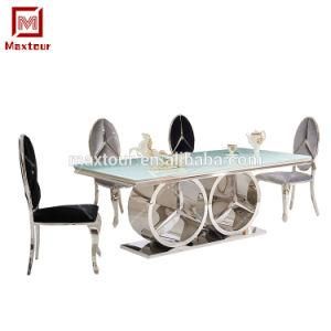 Home Use Luxury Silver New Modern Stainless Steel Dining Table