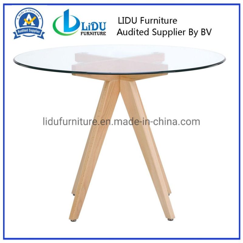 Hot Sale Dining Room Furniture Glass Table Wooden Legs Dining Table Dining Room Set Home Furniture