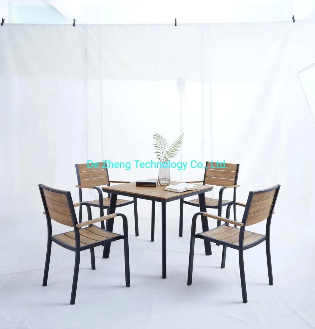 Balcony Hotel Modern Restaurant Patio 6 Seater Table with Aluminum Chairs Garden Dining Sets Outdoor Furniture Set