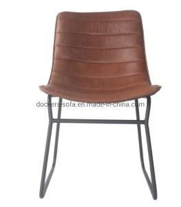 Iron Frame Antique Cow Leather Club Chair Without Handrest for Dining Room Furniture