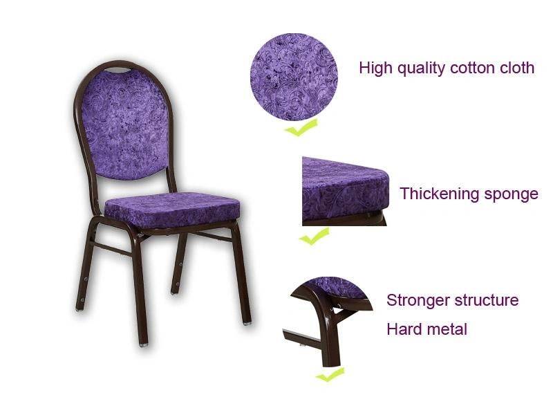 Fashion Hotel Hall Restaurant Dining Stackable Metal Armless Banquet Chair