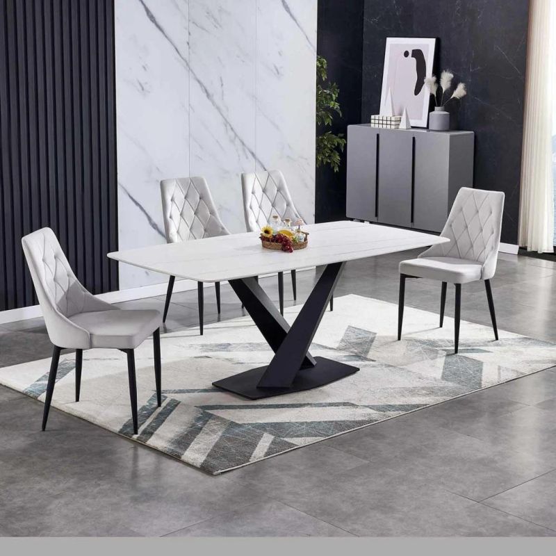 Modern Extendable Round Ceramic Dining Table Set with Martha Grey Marble Tabletop Solid Ash Wood Frame