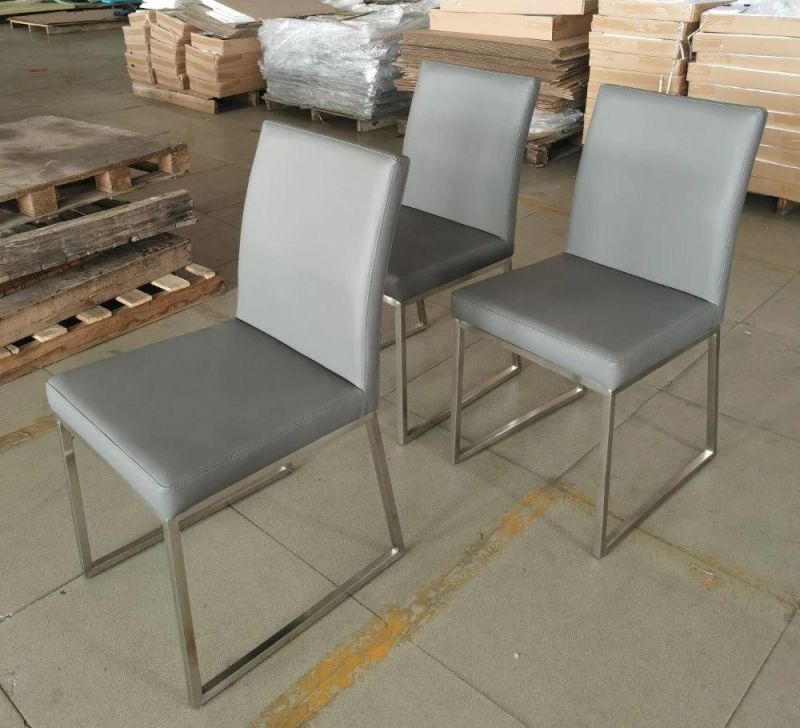 Modern Leather Chair with Stainless Steel Leg Restaurant Chair