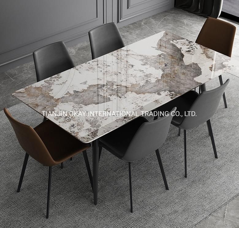 Luxury Modern Restaurant Kitchen Dining Room Table Rectangle Square Round MDF Wooden Marble Texture Dining Table Dining Table