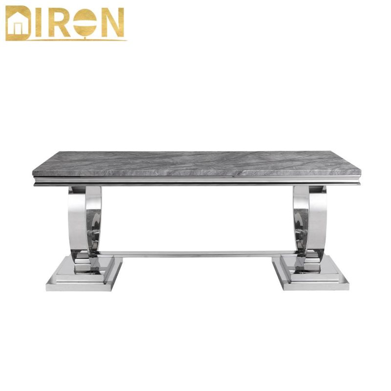 Top Selling Modern Tempered Glass Top Stainless Steel Base Dining Table for Hotel Apartment Restaurant Furniture