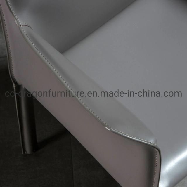 Modern Home Furniture Leather Steel Frame Dining Chair with Arm