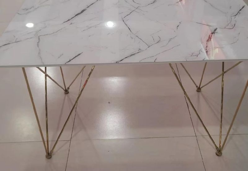 Light Luxury Marble Dining Room Set Furniture Rectangle Marble Top Dining Table