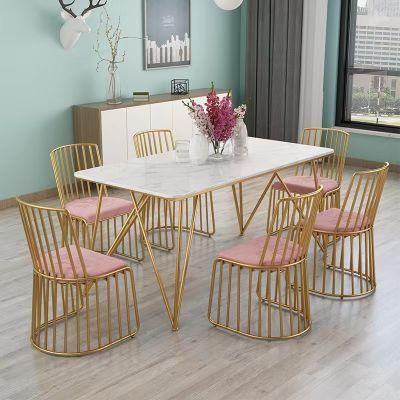 Living Room Fabric Strong Golden Metal Legs Upholstered Dining Chair for Restaurant