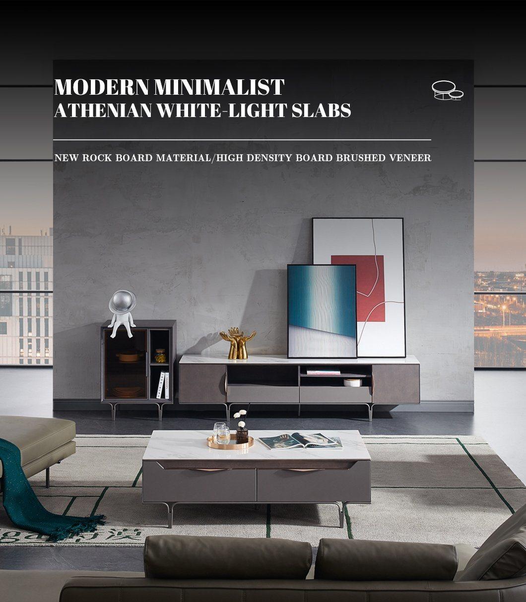 Modern Minimalist Athenian White Light Marble Tea Table