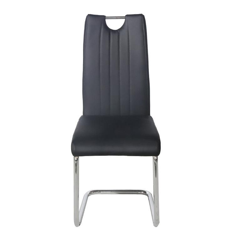 Wholesale Cheap High Quality PU Leather Bow Dining Chair with Iron Leg Electroplating