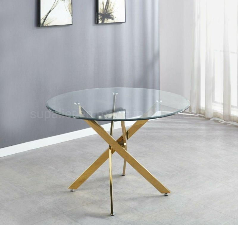 American Style Stainless Steel Dining Table of Silver Metal Base