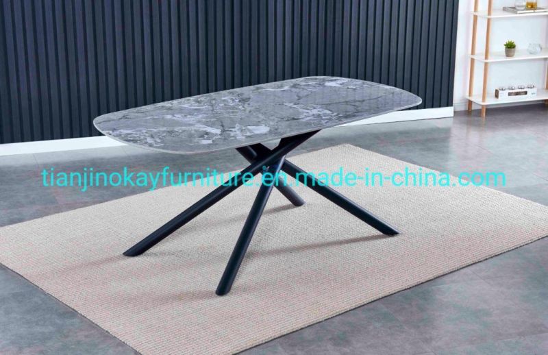 Hot Selling Furniture Restaurant Marble Top Dining Table Rectangular Dining Table Ceramic Top Dining Table