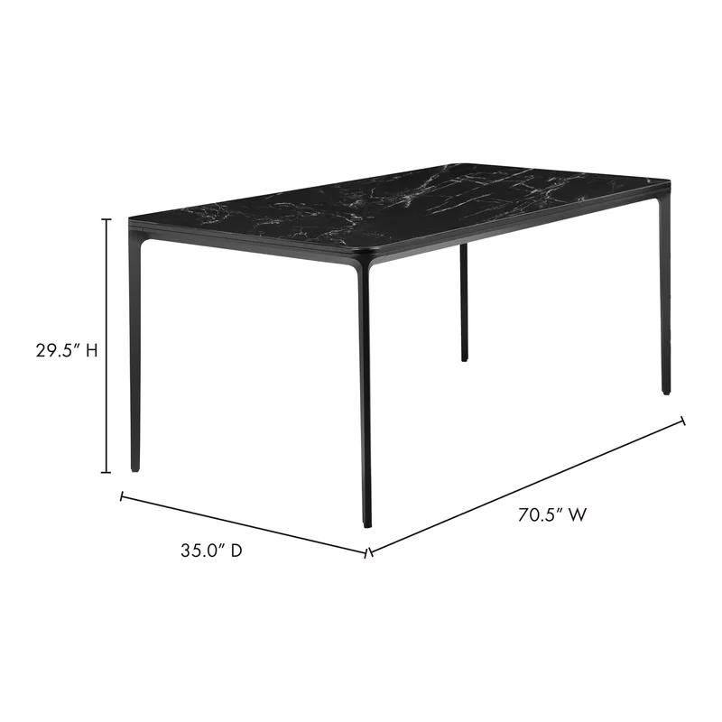 Custom Modern Restaurant Home Furniture Marble Pattern Top Dining Stone Table Home Furniture Modern Rectangular Metal Wooden Base Dining Restaurant Table